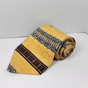 Zianetti Italian Silk Collection Men's Tie Yellow Blue Red Striped Paisley 100%